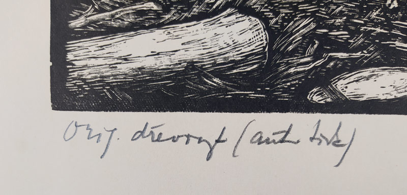 Rambousek Jan – Lesní práce, autorský tisk, původní dřevoryt, ca 1940