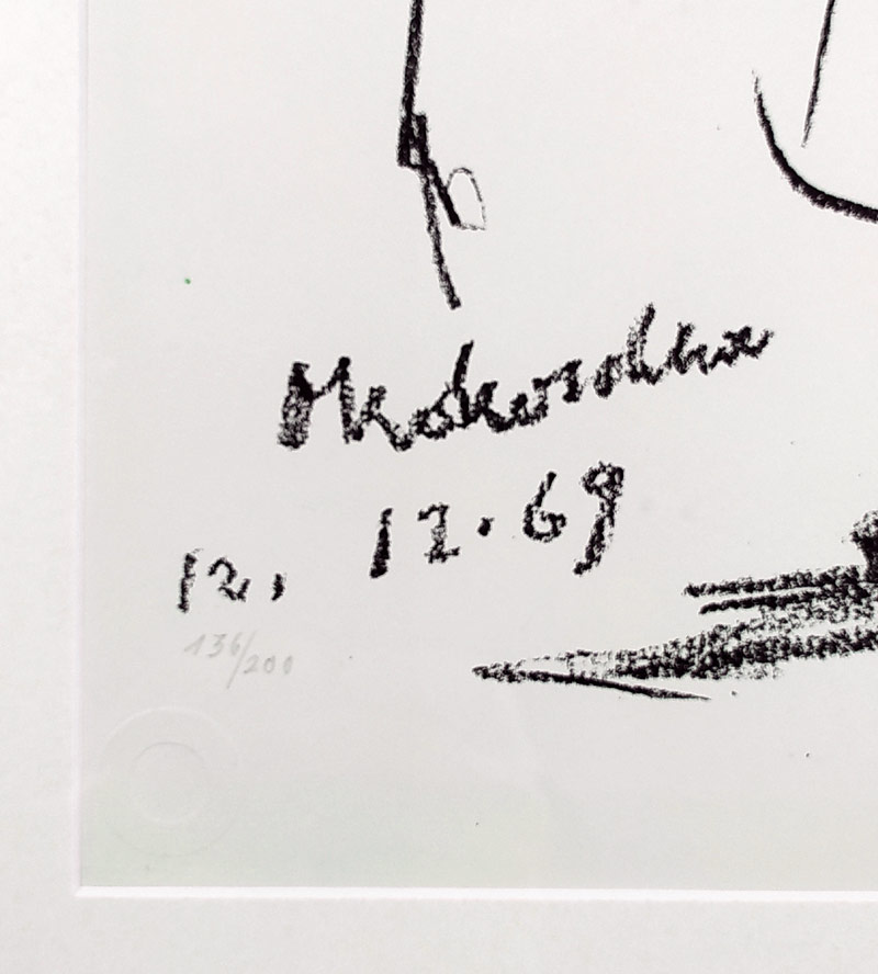 Kokoschka Oskar – Autoportrét s želvou, původní litografie, 1969