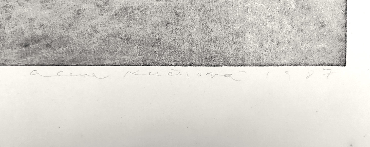Kučerová Alena – Krajina, autorský tisk z perforovaného plechu, 1987