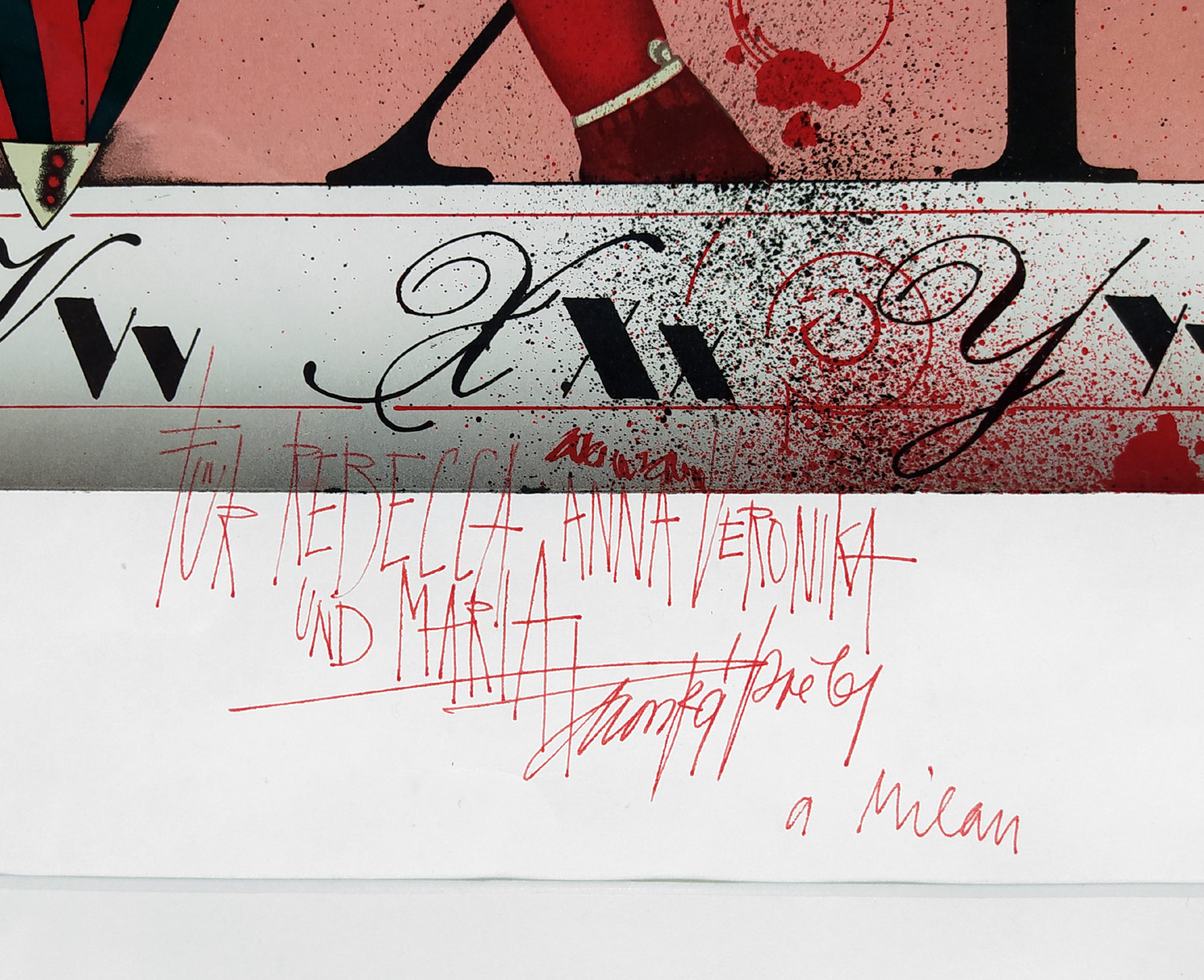 Pacovská Květa – Veselá abeceda, velkoformátová barevná litografie s dedikací, ca 1980