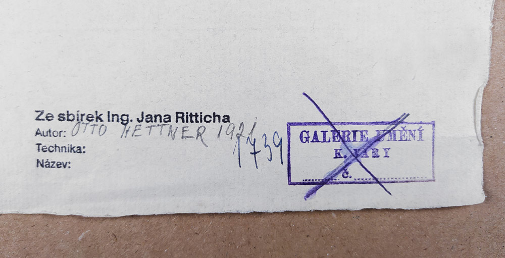 Hettner Otto – Stojící akt, původní litografie, 1921