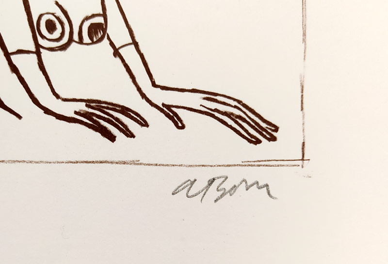 Born Adolf – Paní Kočka, signovaná původní litografie, nedatováno