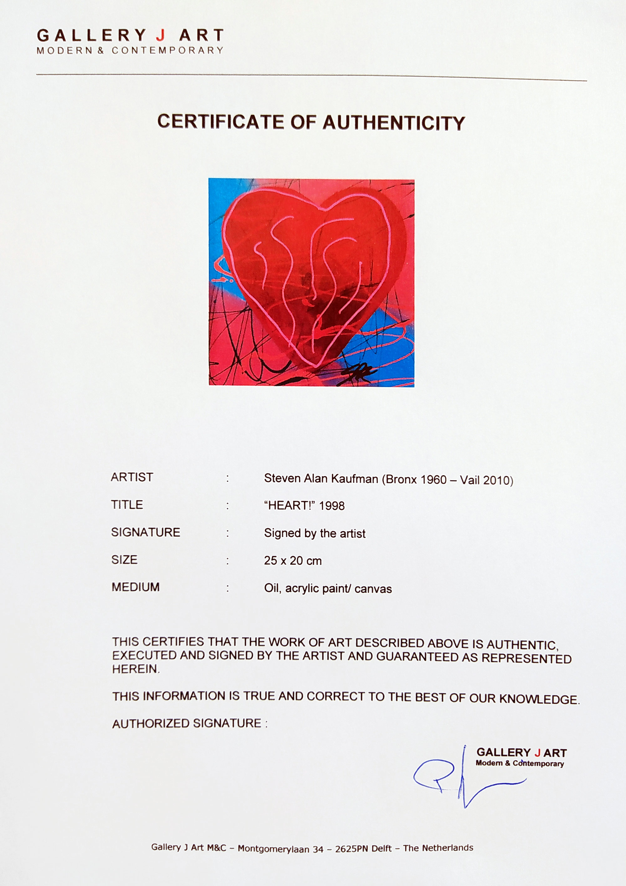 Kaufman Steve – Srdce, malba olejem a akrylem na plátně, nedatováno