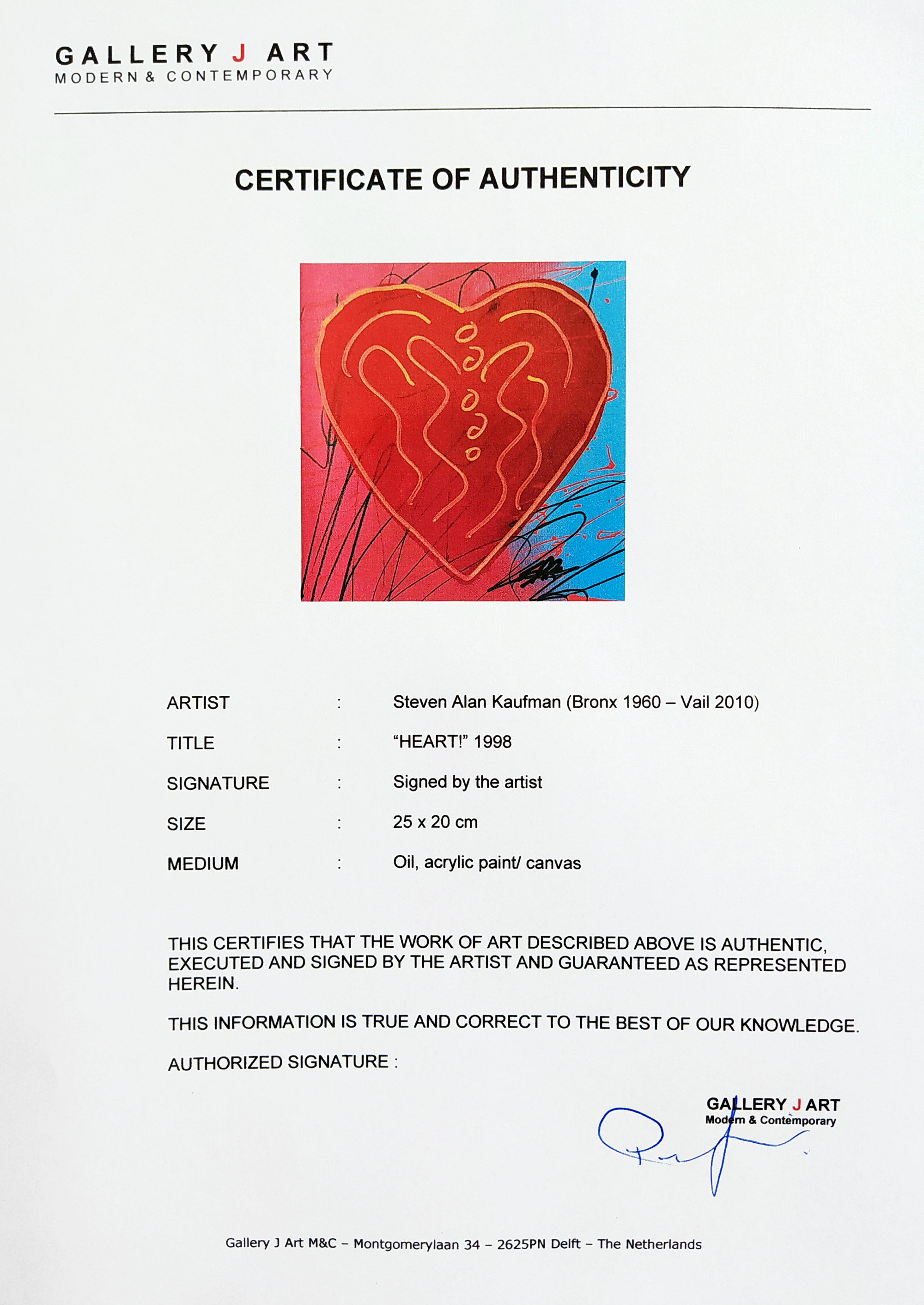 Kaufman Steve – Srdce, malba olejem a akrylem na plátně, nedatováno