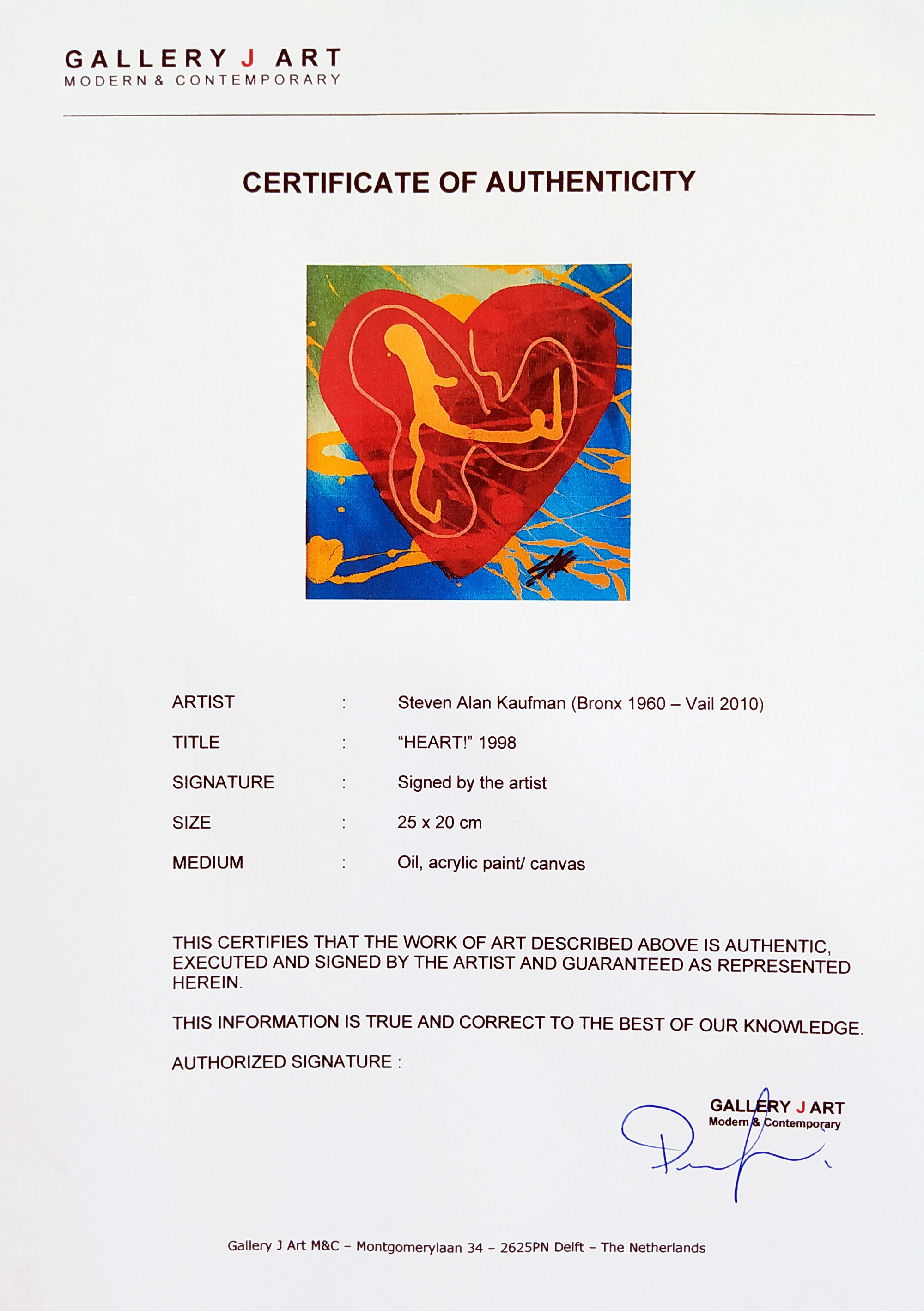 Kaufman Steve – Srdce, malba olejem a akrylem na plátně, nedatováno