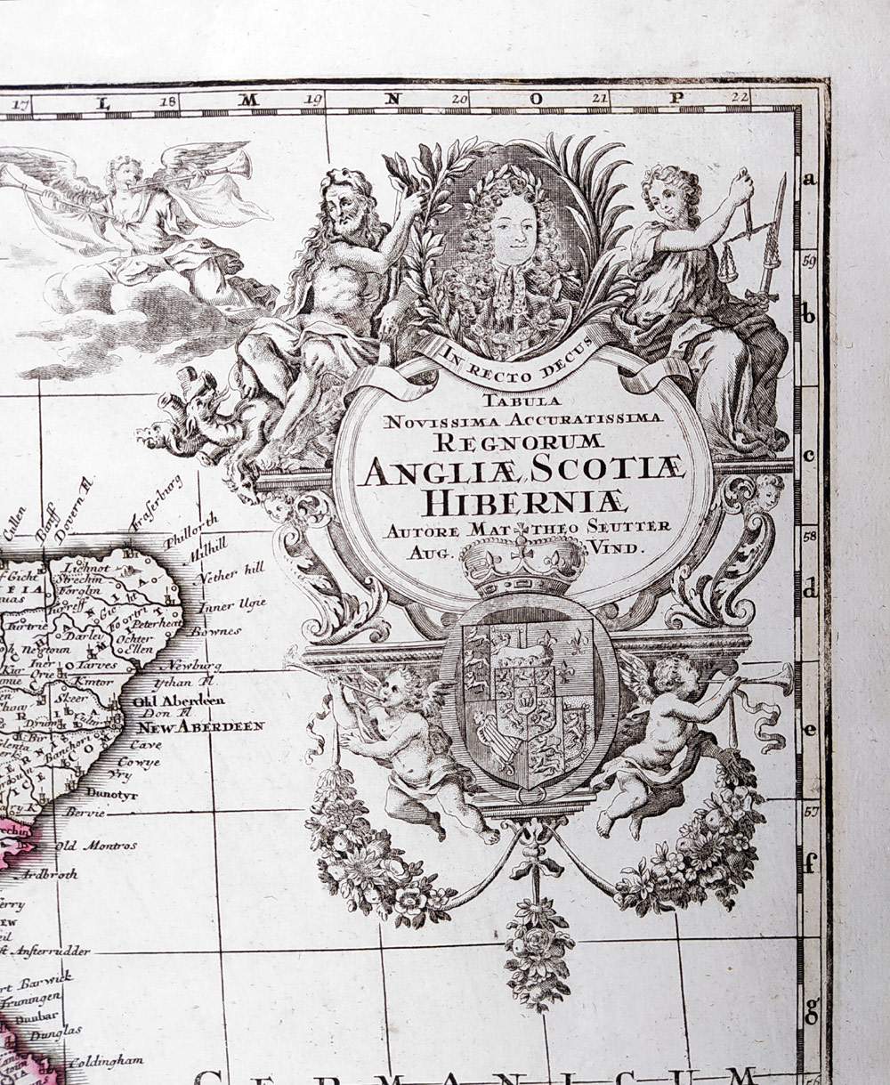 Velká Británie a Irsko – Matthäus Seutter, mapa, kolorovaný původní mědiryt, 1735