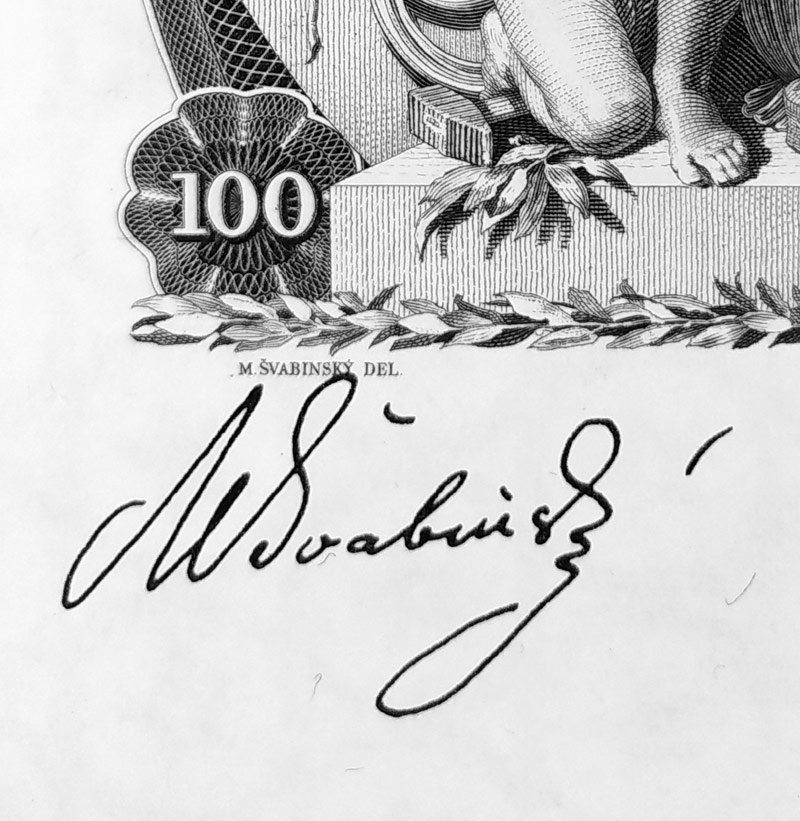 Schirnböck Ferdinand, Švabinský Max – 2 ks návrh na bankovku 100 Kčs, 10.1.1931, hlubotisk, 1984