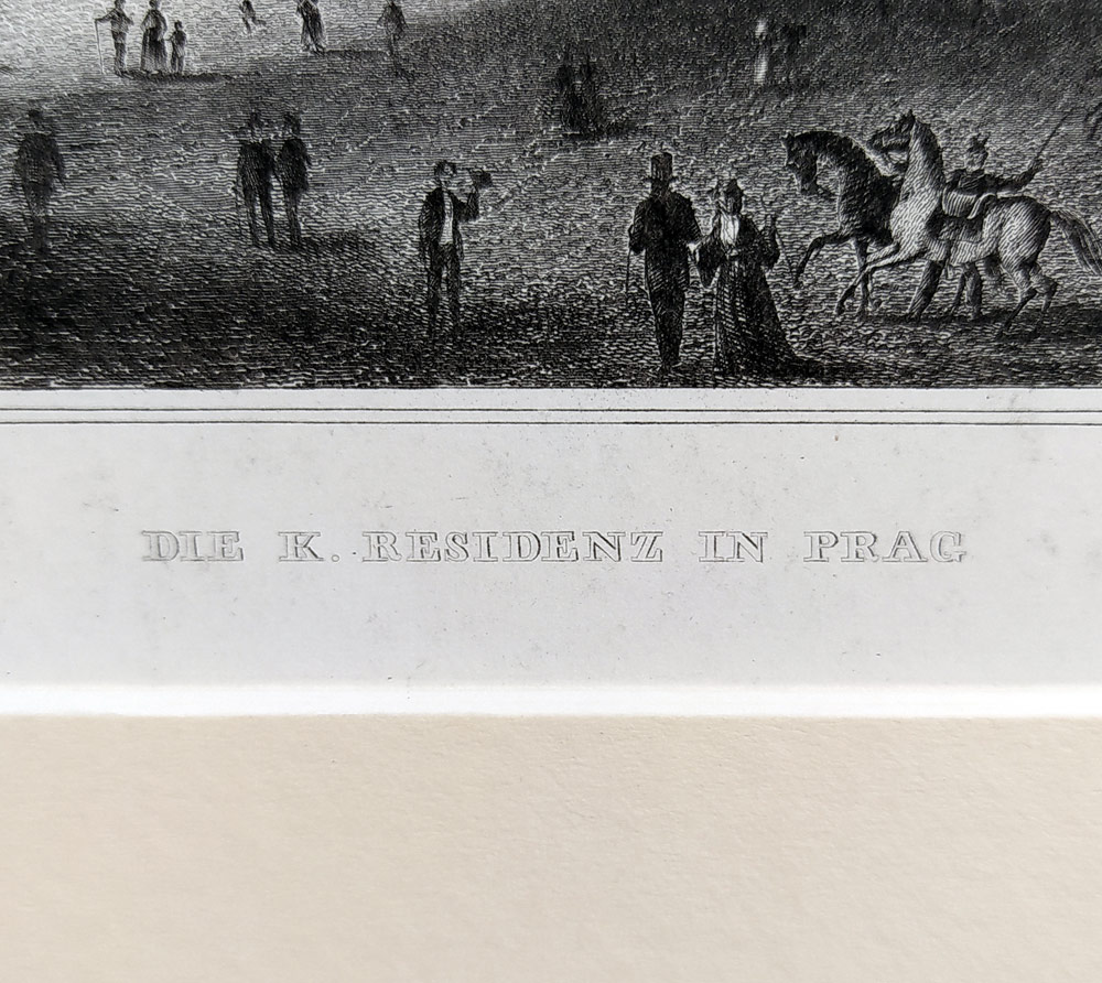 Praha – Pražský hrad, Ludwig Lange, Johann Poppel, původní oceloryt, ca 1840