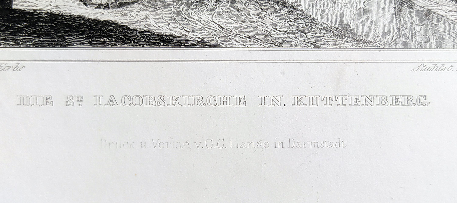 Kutná Hora – Kostel sv. Jakuba, Johann Poppel, Carl Würbs, oceloryt, 1835