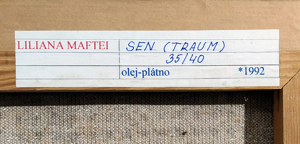 Maftei Liliana – Sen, strukturální malba, olej na plátně, 1992
