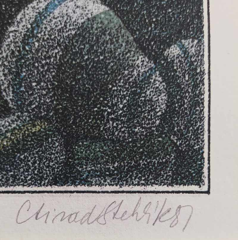 Stehlík Ctirad – Vejce a mořské kameny, barevná litografie, 1987