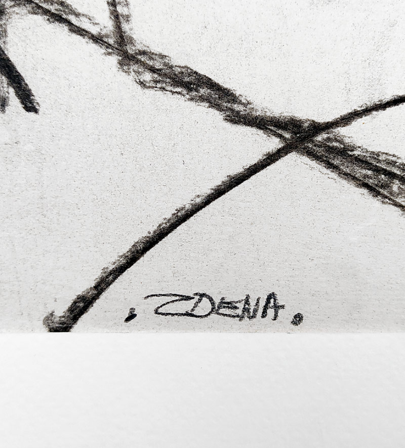 David Jiří – Zdena, sedící akt, kresba uhlem, 1976
