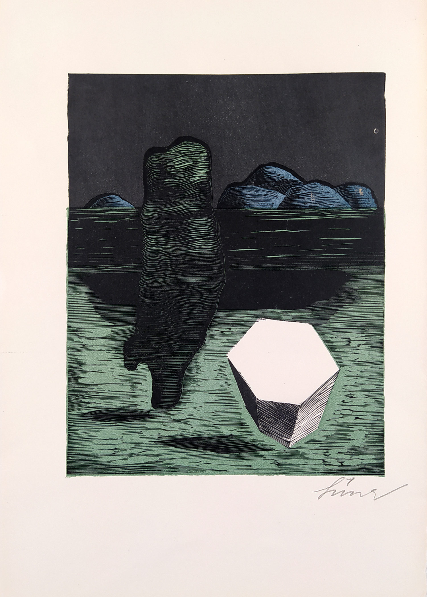 Šíma Josef – Krystal, původní barevný dřevoryt, 1935