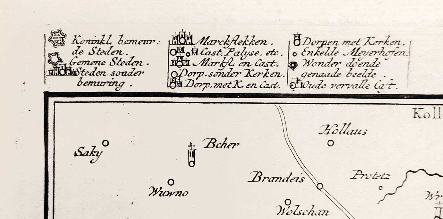Praha a okolí – Peter Schenk, původní mědiryt, ca 1760