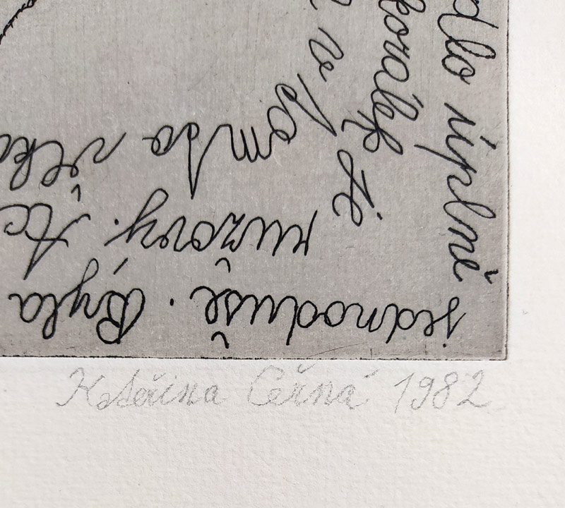 Černá Kateřina – Dopis č. 4, lept, autorský tisk, 1982