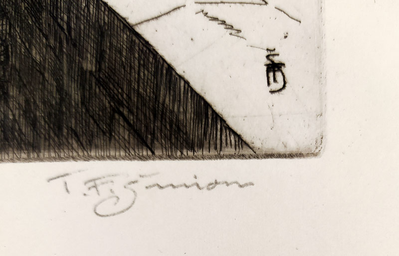 Šimon Tavík František – Staroměstská mostecká věž a Klášter křížovníků s červenou hvězdou, původní lept, 1911