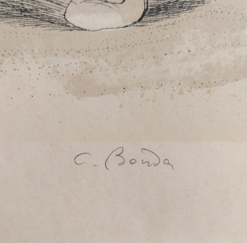 Bouda Cyril – Maškary, barevná litografie, 1943