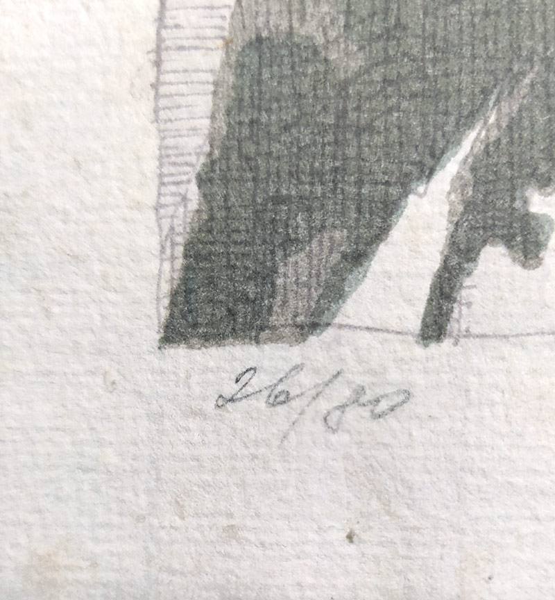 Bláha Václav – Levitace, kolorovaná suchá jehla, číslováno 26/80, 1984