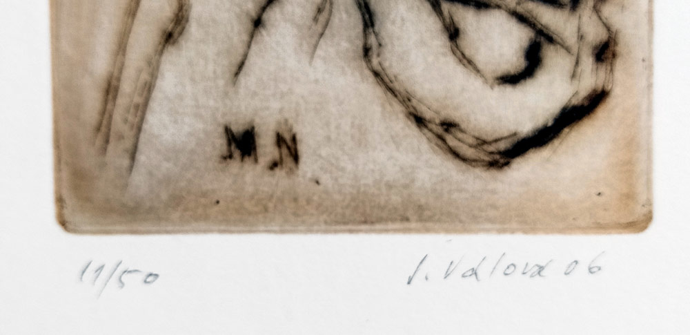 Válová Jitka – Figury v pohybu, lept a suchá jehla s barevným podtiskem, č. 11/50, 2006