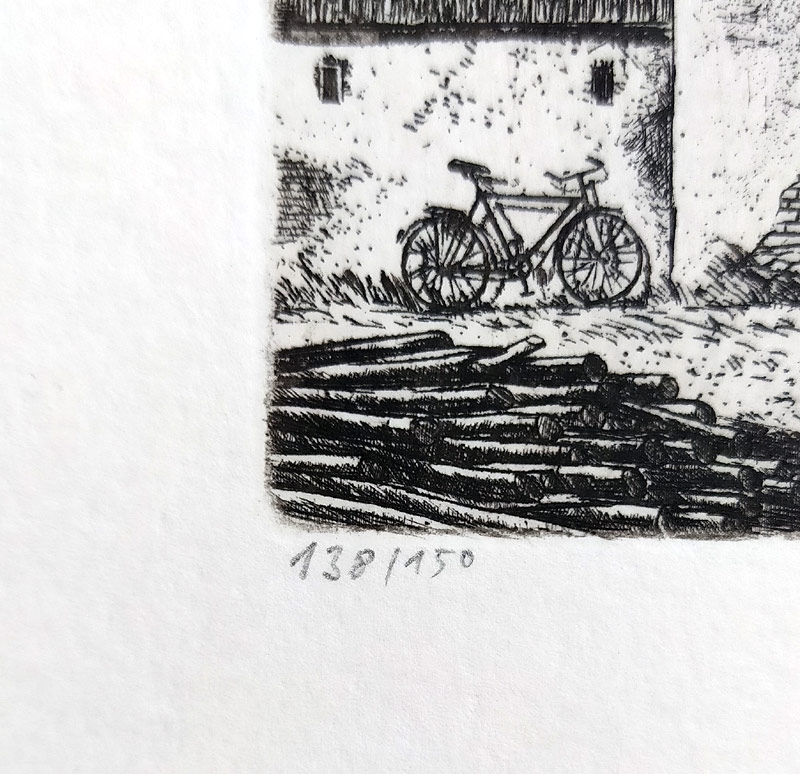 Pileček Jindřich – Sluneční hodiny, původní lept, č. 130/150, 1996