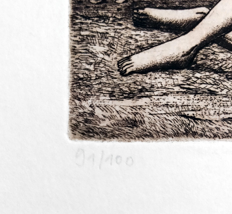 Pileček Jindřich – Ex libris J. K., původní lept, č. 91/100, 1992