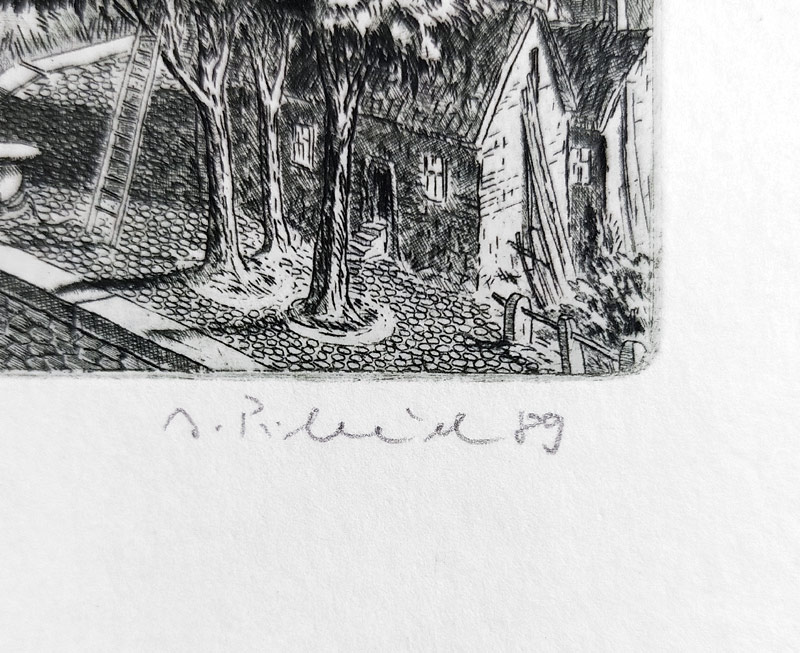 Pileček Jindřich – Ex libris F. R., původní lept, č. 45/100, 1989