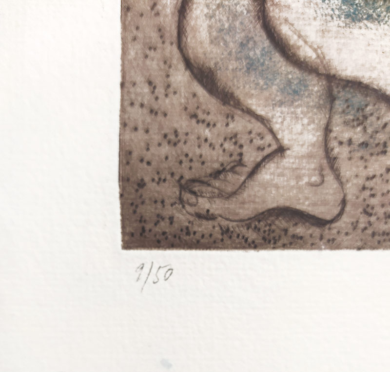 Antonová Alena – Doma, kolorovaná suchá jehla s barevným podtiskem, číslováno 1/50, 2003