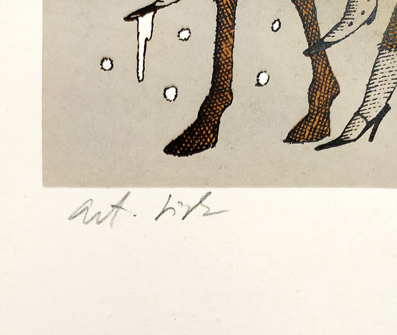 Born Adolf – Houslista, signovaná barevná serigrafie, autorský tisk, ca 1980