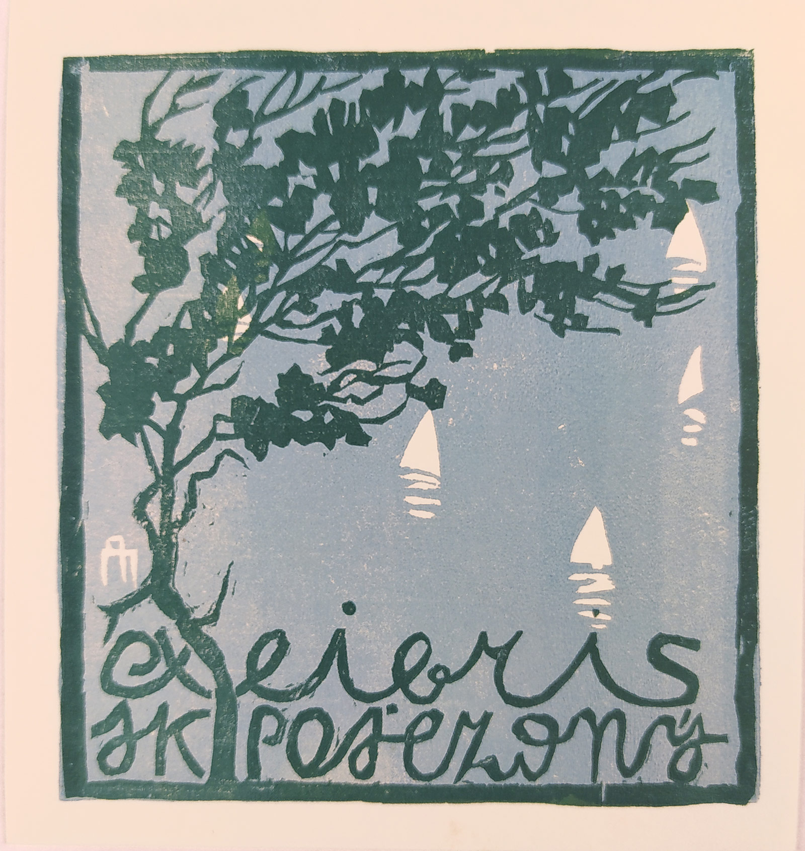 Podhajská Minka – Dvě Ex libris, barevné dřevoryty, 1912 a 1920