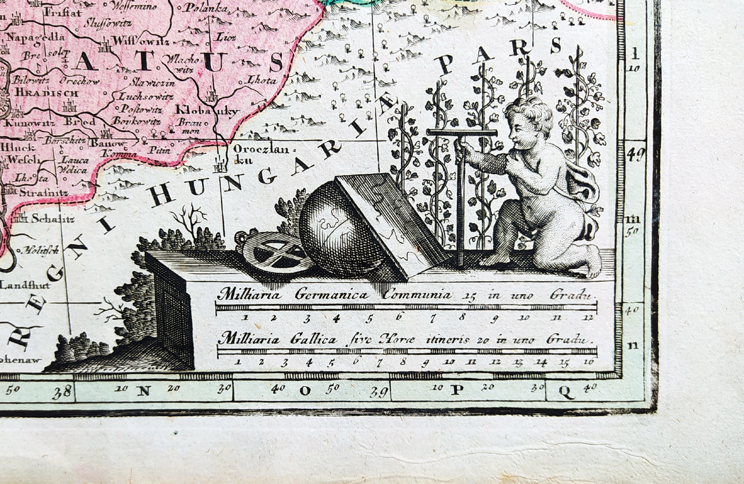  Čechy, Morava, Slezsko a Lužice – Matthäus Seutter, staře kolorovaný původní mědiryt, ca 1740