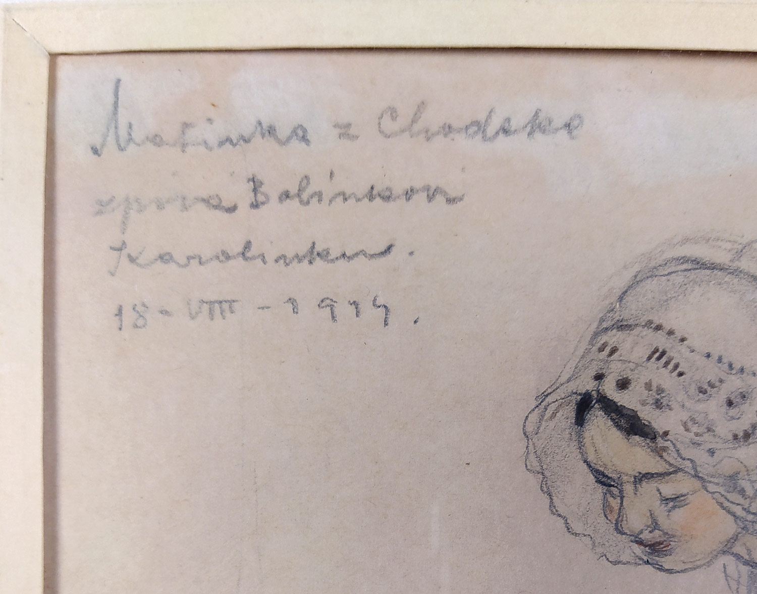 Fischerová-Kvěchová Marie – Martinka z Chodska, akvarelem kolorovaná kresba, 1914