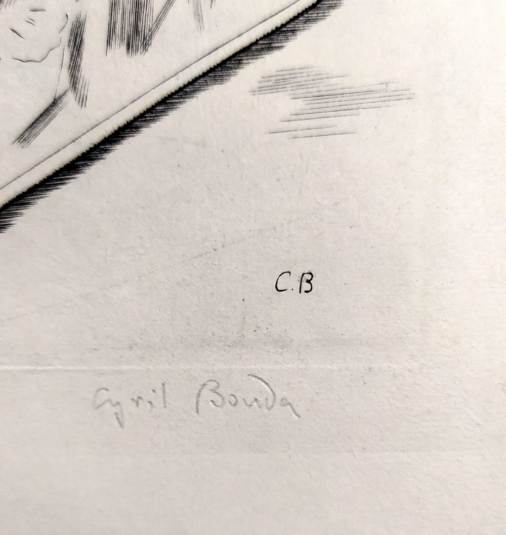 Bouda Cyril – Zátiší s dortem, původní mědiryt, číslováno 77/200, soupis díla č. 483, 1935