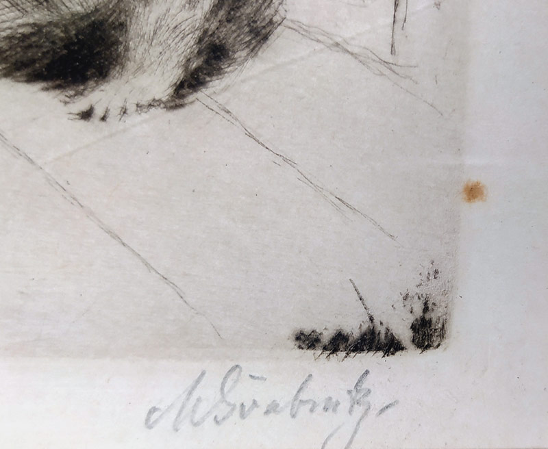 Švabinský Max – Zvěstování, původní suchá jehla, 3. stav 1/2, soupis gr. díla č. 270, 1930