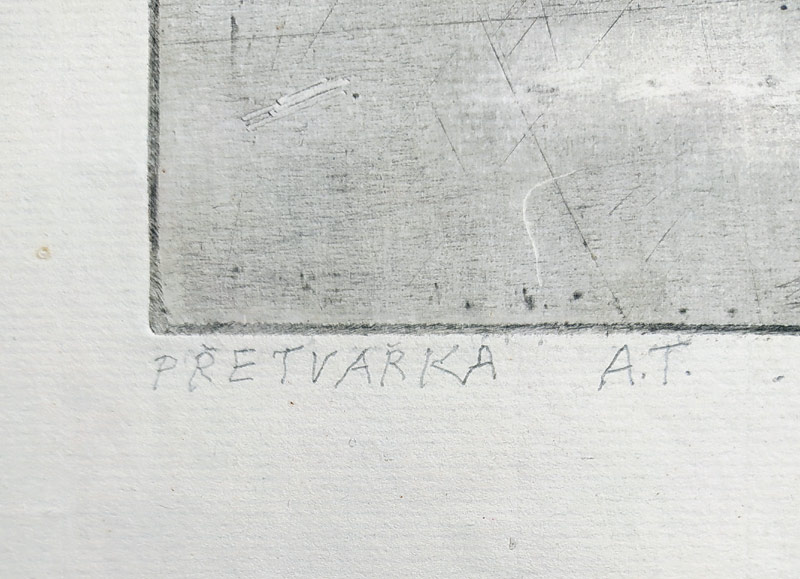 Kabát Václav – Přetvářka, původní lept, autorský tisk, nedatováno