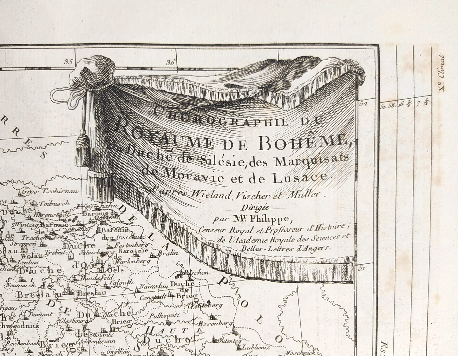 Čechy, Morava, Slezsko a Lužice – Maurille Antoine Moithey, staře kolorovaný původní mědiryt, 1787