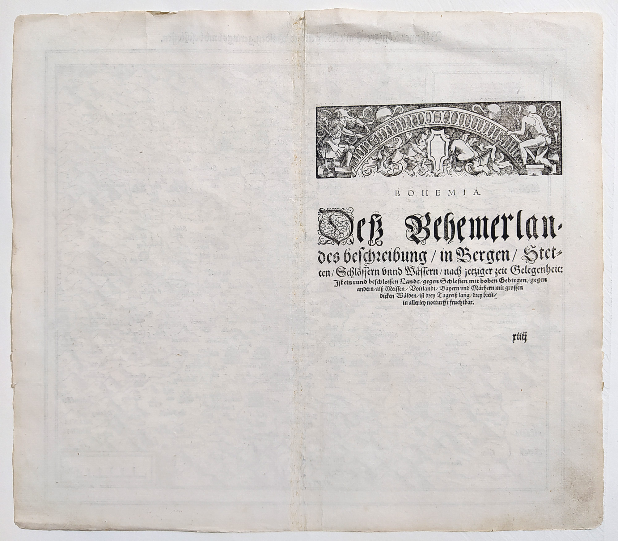 Čechy – Sebastian Münster, Cosmographia, původní dřevořez, 1588