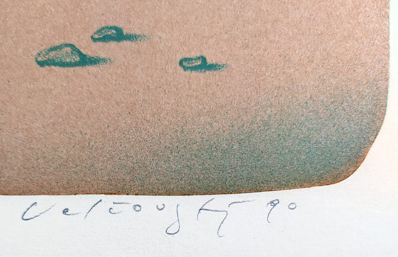 Velčovský Josef – Kůň v surrealistické krajině, původní barevná litografie, 1990