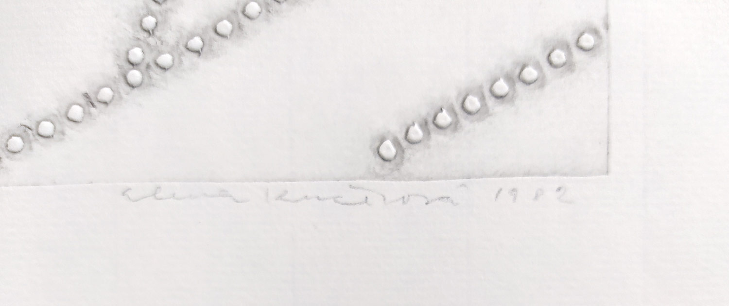 Kučerová Alena – Bez názvu, autorský tisk z perforovaného plechu, číslováno 45/100, 1982