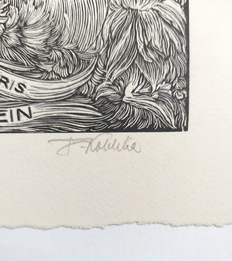 Kobliha František – Ex libris Josef Klein, původní dřevoryt, nedatováno