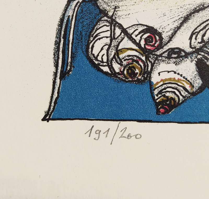 Liesler Josef – Hlava, původní barevná litografie, 1967