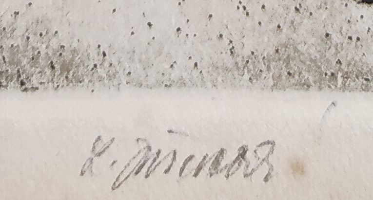 Jiřincová Ludmila – Ex libris A.B., Vodník, signovaný původní lept, ca 1970