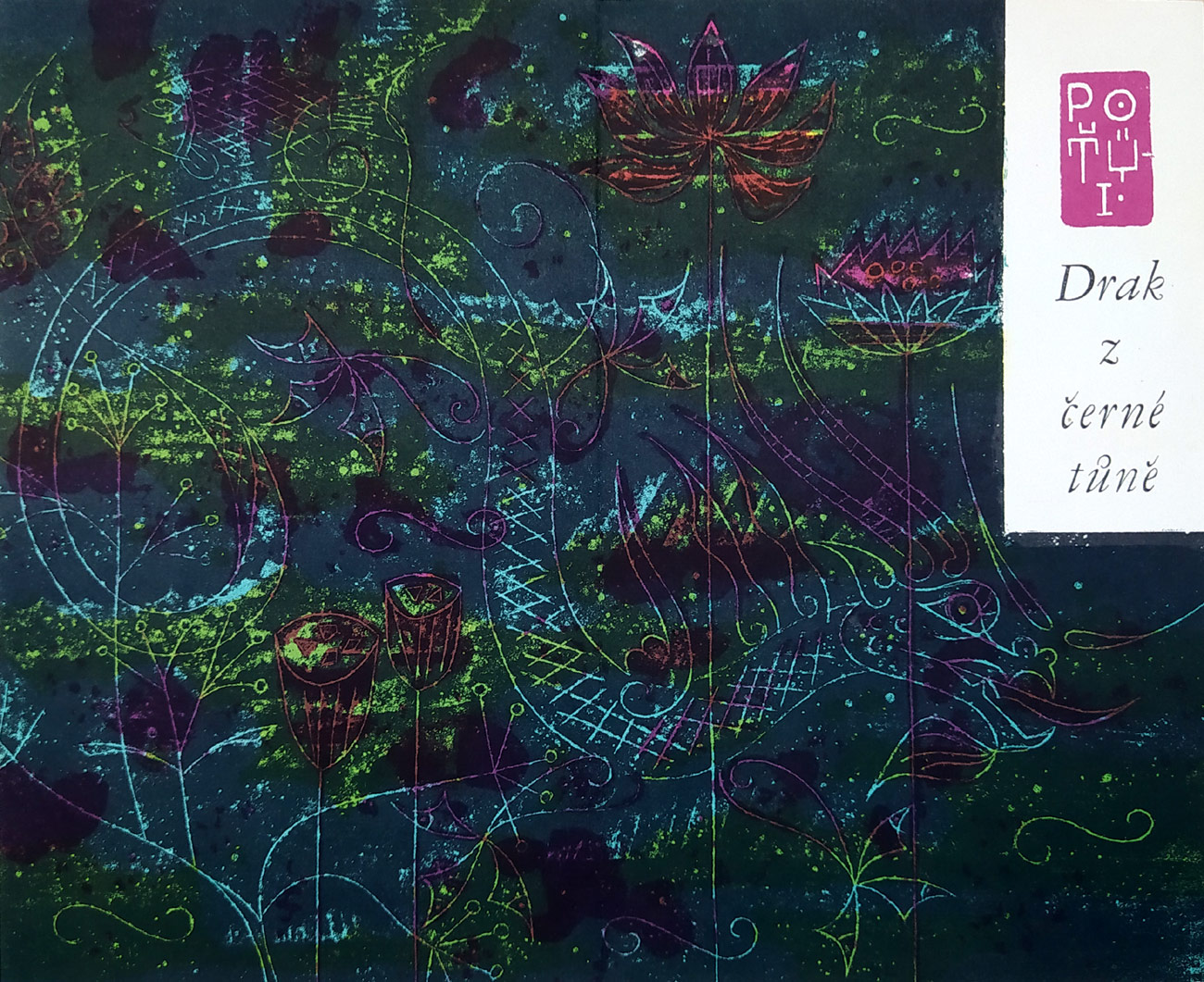 Po Ťü-i, Zdeněk Sklenář – Drak z černé tůně, pět signovaných litografií, bibliofilie, 1958