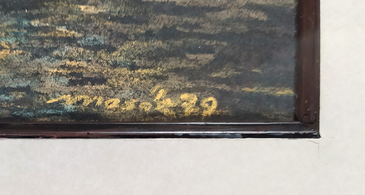 Masák Stanislav – Rybáři pod Karlovým mostem, Praha, malba olejovým pastelem, 1979