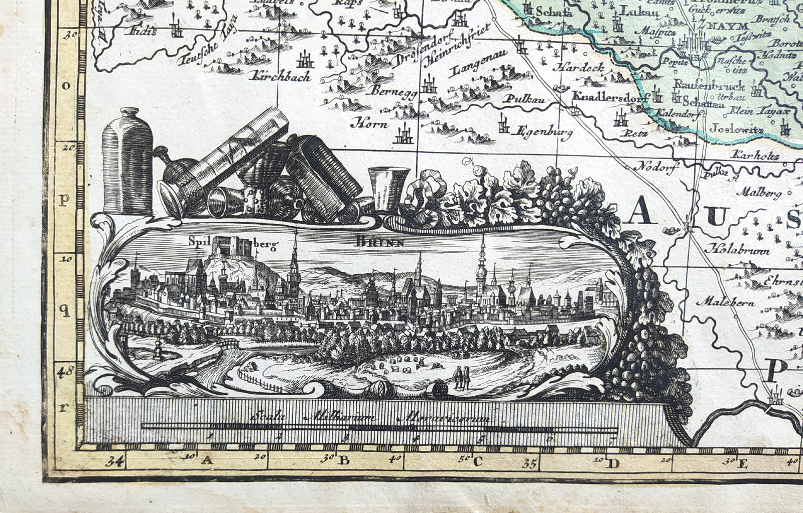 Morava – Moravia Marchionatus, Matthäus Seutter, původní mědiryt, ca 1740