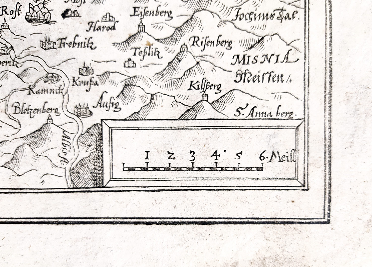 Čechy – Sebastian Münster, Cosmographia, původní dřevořez, 1588