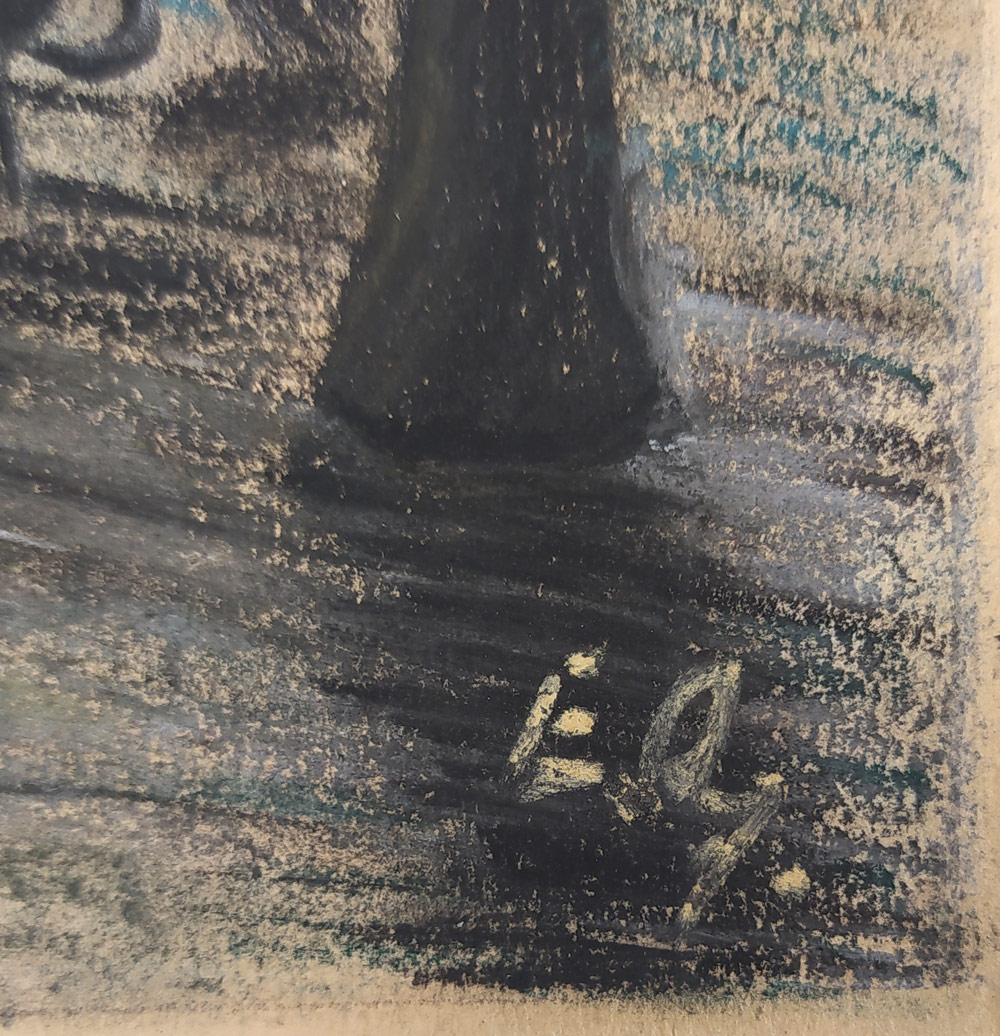 Paříž – Květinový trh na náměstí Place de la Madeleine, suchý pastel, nedatováno