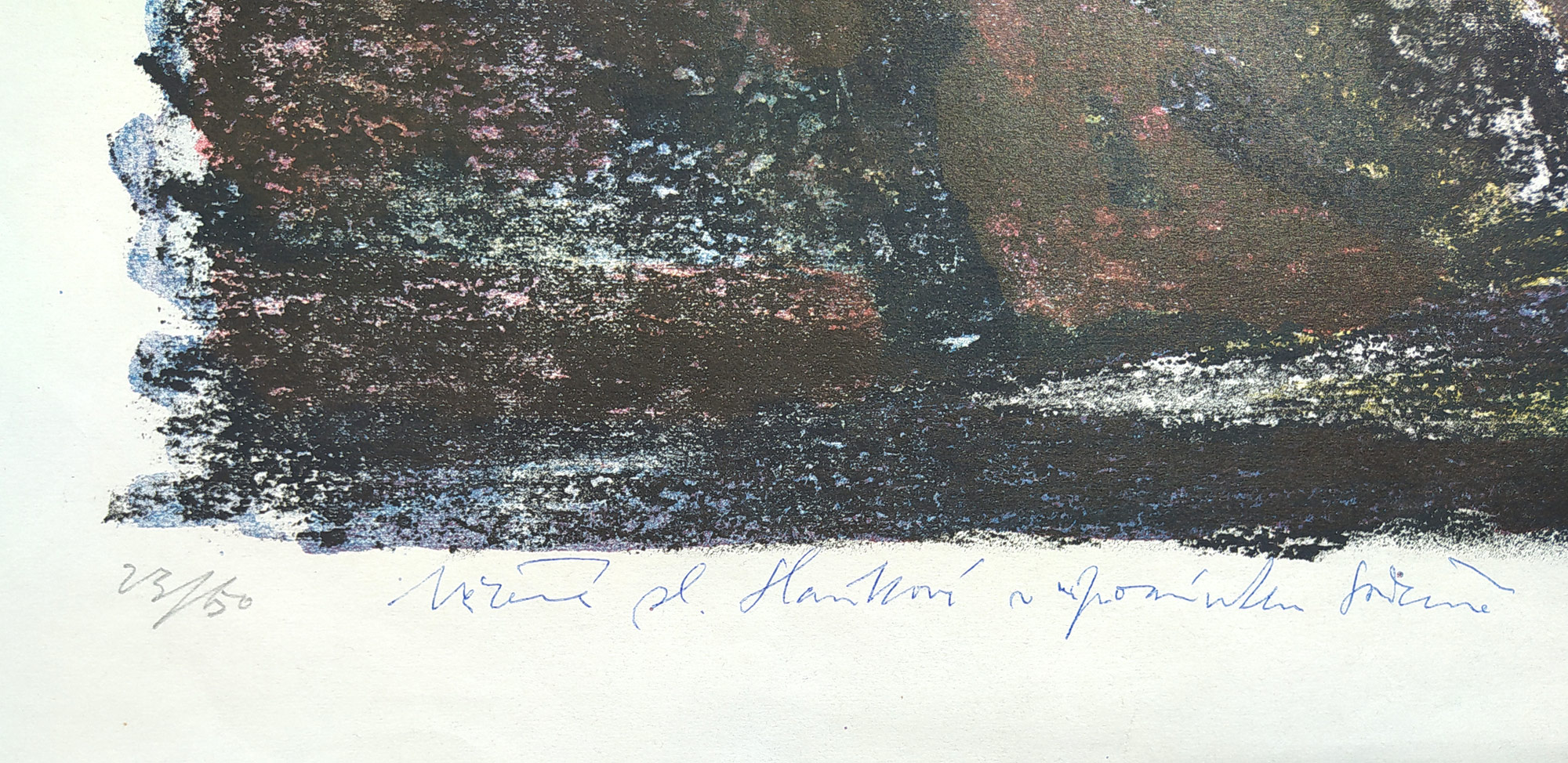 Hejna Václav – Praha, dům V Lázních v Saské ulici, původní barevná litografie, ca 1950