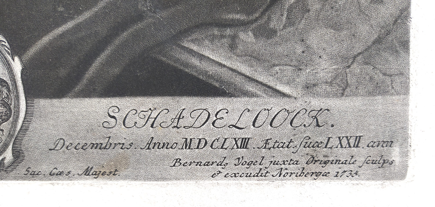 Vogel Bernhard – Gottfried Schadeloock, portrét podle Jana Kupeckého, původní mezzotinta, 1735