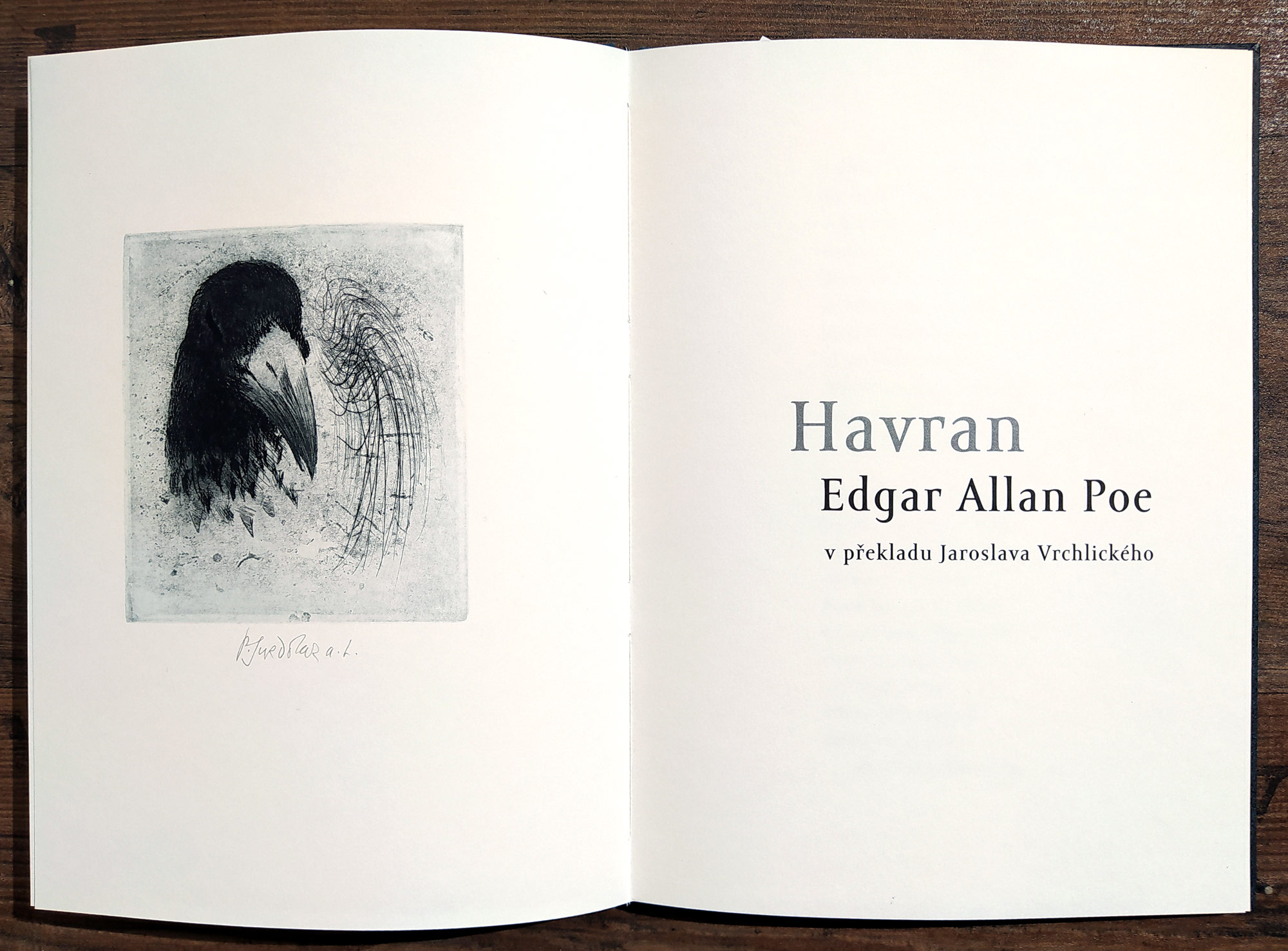 Sukdolák Pavel – Edgar Allan Poe, Havran, čtyři barevné lepty, autorský tisk, 2009