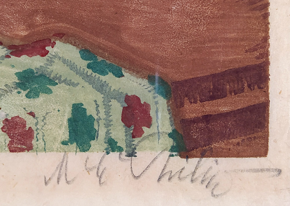 Philipp, Martin Erich – Pryšec nádherný, signovaný barevný dřevoryt na japanu, ca 1920